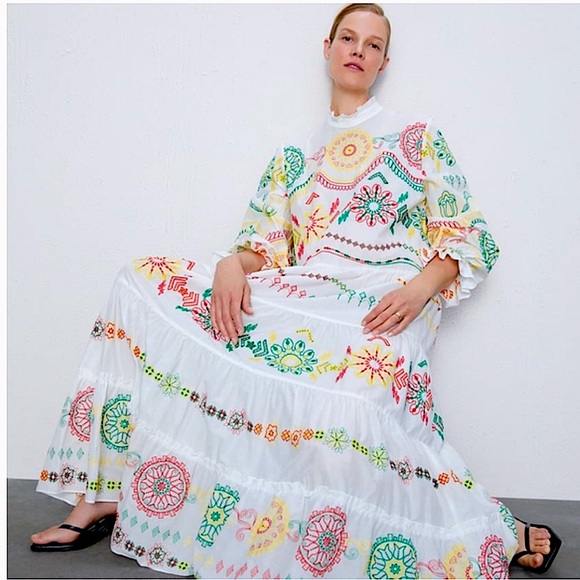 Zara embroidered maxi dress.